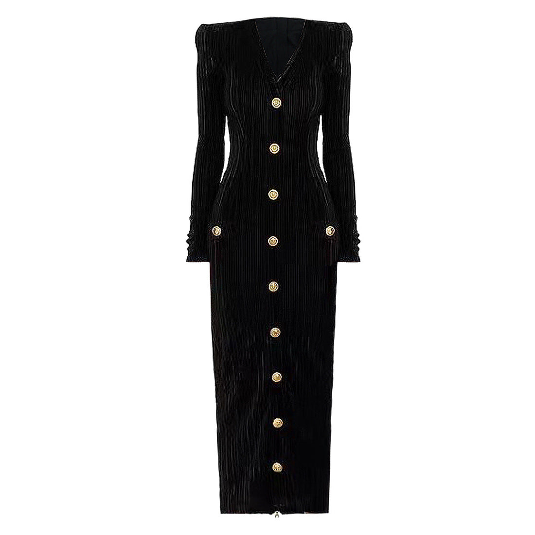 Spring Autumn Socialite Velvet Long Sleeves Slim Fit Slimming Back Zipper Dress by Ragazza