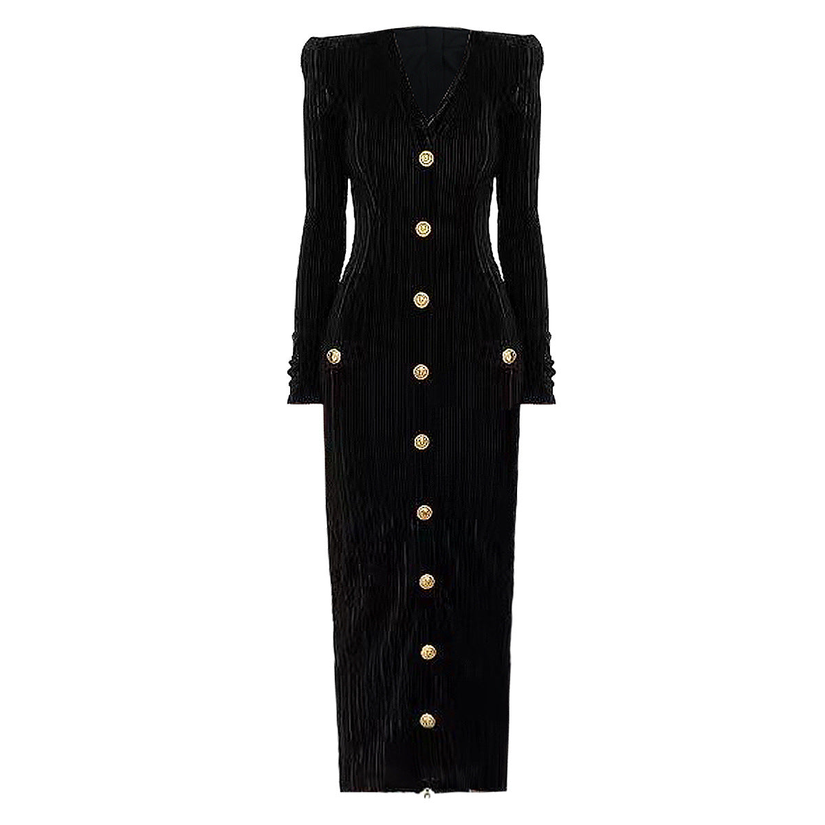 Spring Autumn Socialite Velvet Long Sleeves Slim Fit Slimming Back Zipper Dress by Ragazza
