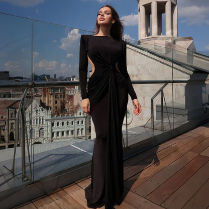 Women Spring Sexy Backless Ribbon Pleated Slim Dress by Ragazza