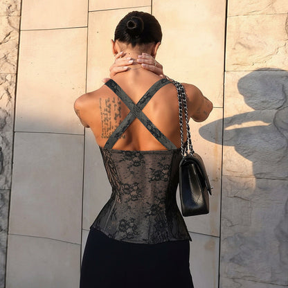 Lace Sexy Waist Tube Top Autumn All Matching Slim Fit Vest for Women by Ragazza