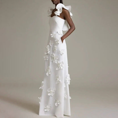 High Grade Stitching Floral Summer White Slim Fit Slim Backless Dress Women by Ragazza