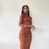 Women Clothing Autumn Winter Print round Neck Long Sleeve Slim Mid Length Dress by Ragazza