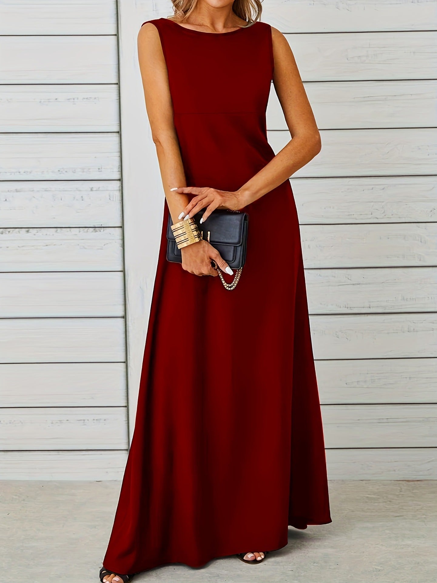 Sexy Sleeveless Dress Solid Color Mid Length Slim Strap Vest Dress by Ragazza