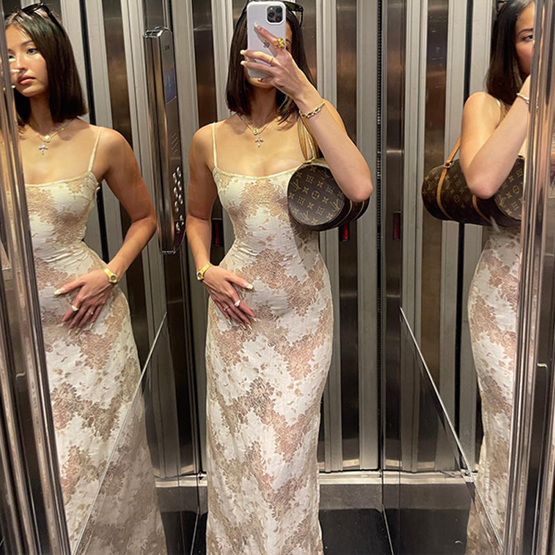 Summer Women Clothing Vacation Sexy Strap High Class Elegant Printing Slip Dress Women by Ragazza