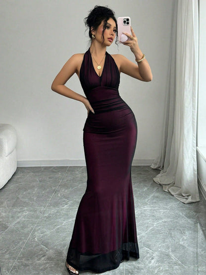 Women Clothing Summer Sexy Halter Mesh Sexy Sleeveless Dress by Ragazza