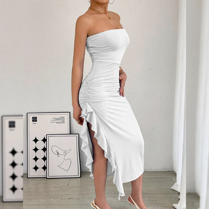 Autumn Winter Women Clothing Slim Fit Slit Wrapped Chest Bag Hip Sexy Dress by Ragazza