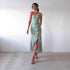 Summer Slant Shoulder Sexy Pleated High Slit Slim Fit Dress by Ragazza