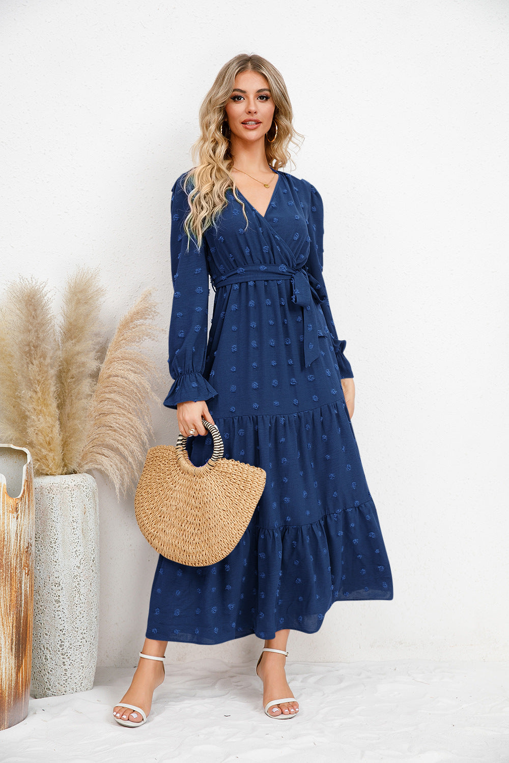Autumn Winter Solid Color Wide Hem Casual Dress Women Clothing Maxi Dress by Ragazza