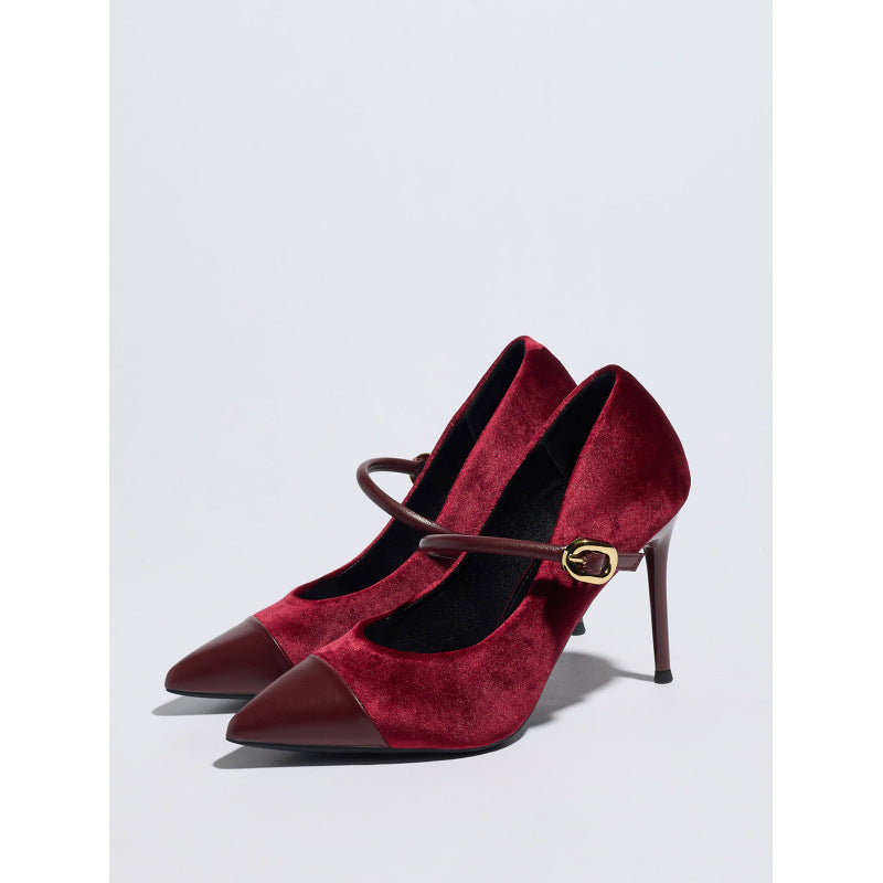Women Stiletto Heel High Heel Shoes Pointed Toe Sexy Socialite French Shallow Mouth Pumps Satin Mary Jane Shoes  DestGlow