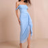 Mesh Camisole Dress Sexy Backless Waist Trimming Slimming Pleated Irregular Asymmetric Slit Dress  DestGlow