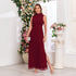 Spring Summer Stand Collar Sleeveless Elegant Chiffon Evening Dress Back Zipper Double Slit Large A Swing Full Slip Dress by Ragazza