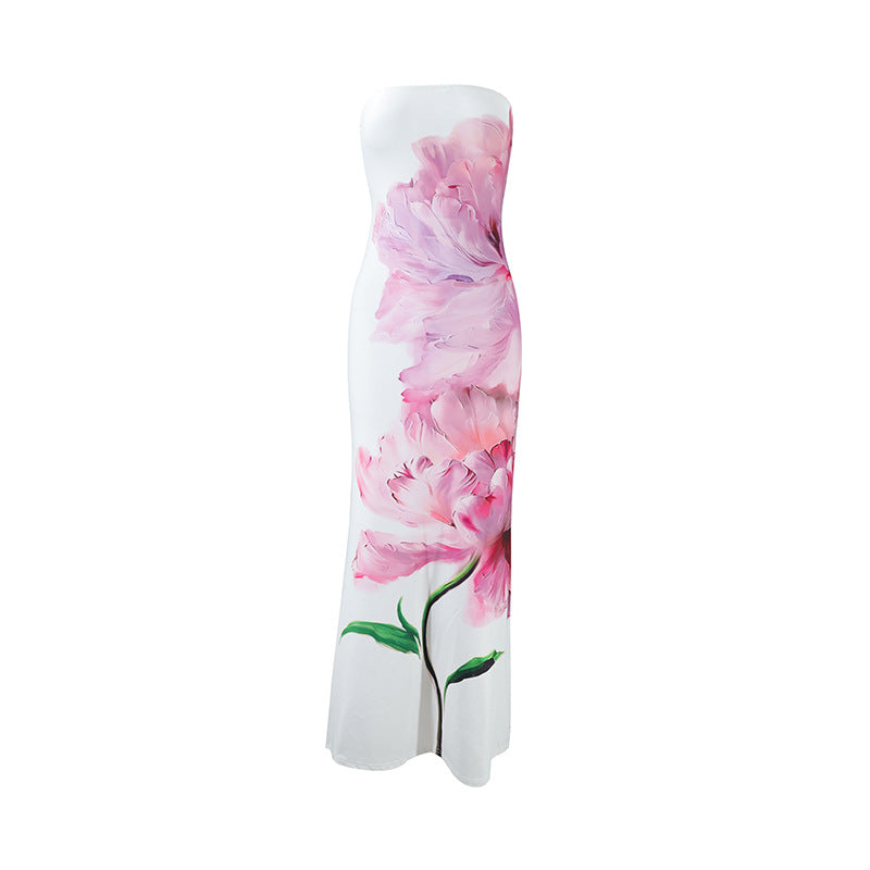 Summer High Class Elegant Sexy Bandeau Slim Fit Long Holiday Dress by Ragazza