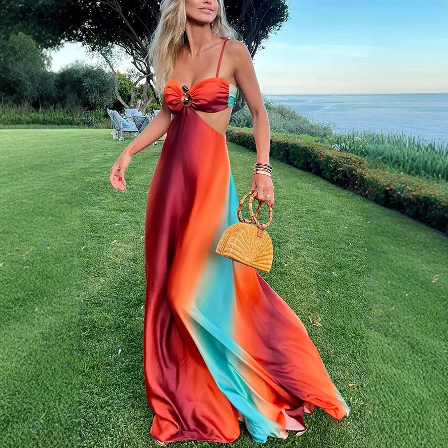 Sexy Sling Gradient Color Island Dress Beach Dress by Ragazza