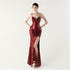 Sequined Evening Dress Sexy V neck Spaghetti Strap Cross Strap Fishtail Dress Red Carpet Cocktail by Ragazza