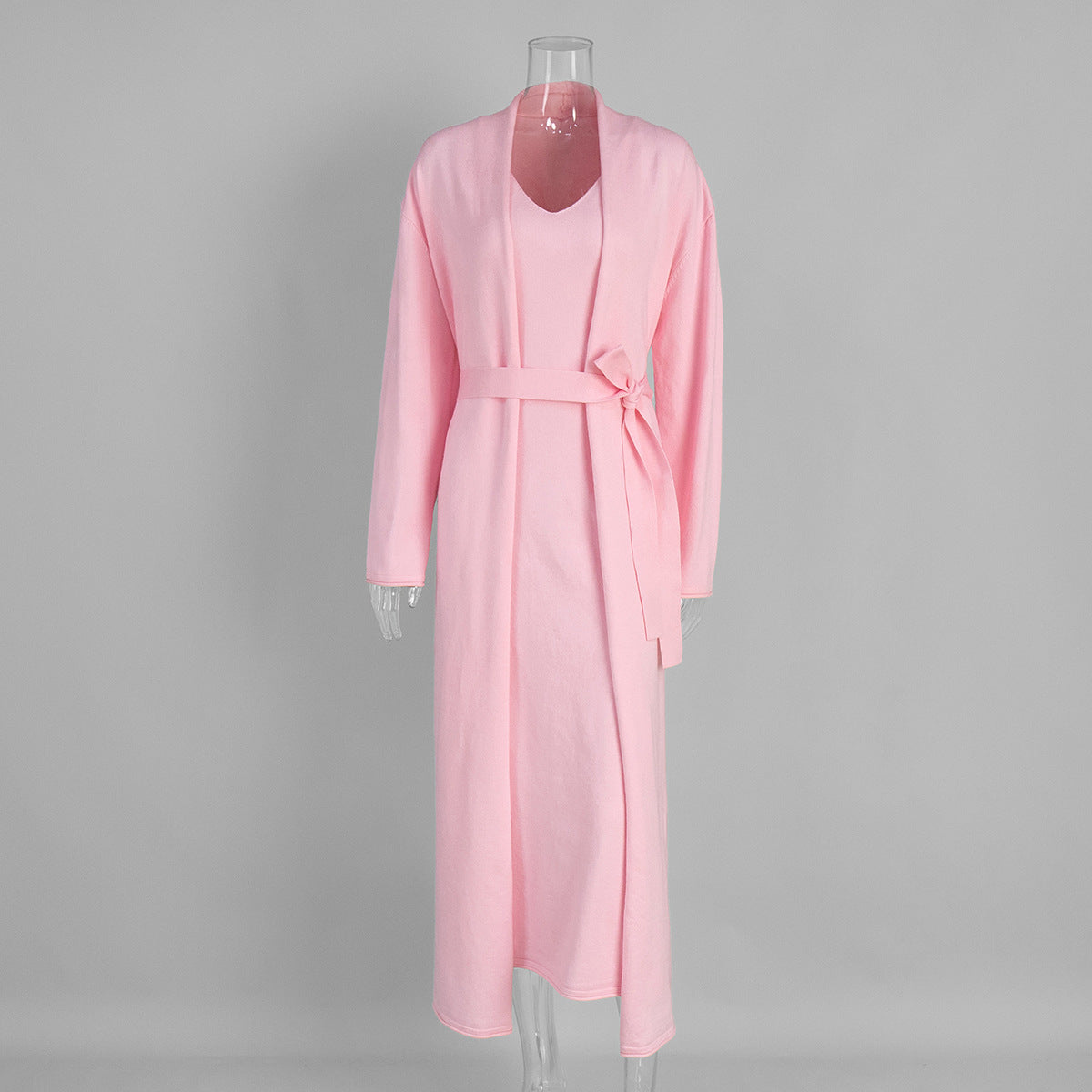 Women Knitted Long Sleeve Cardigan Sling Dress Set Autumn Soft Blouse by Ragazza