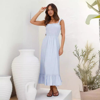 Fresh Sweet Simple Solid Color Sling Dress by Ragazza