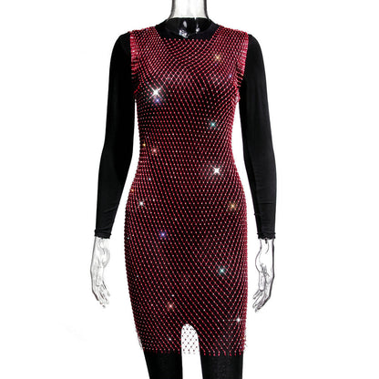 Rhinestone Fishnet Top Summer Popular Mesh Rhinestone Women Clothing Short Sleeve by Ragazza