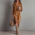 French Vintage Mid Length Dress Single Breasted Collared Long Sleeve Women Dress by Ragazza