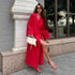 Cotton Linen Dress Women Autumn Lazy Casual Loose Robe Collared Tied Maxi Dress by Ragazza