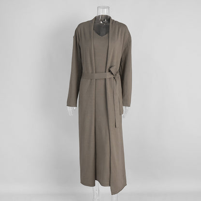 Women Knitted Long Sleeve Cardigan Sling Dress Set Autumn Soft Blouse by Ragazza
