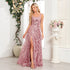 Quality Evening Dress A line Sequined Floral Tulle Embroidery Guest Dress Side Slit Long Party Wear by Ragazza