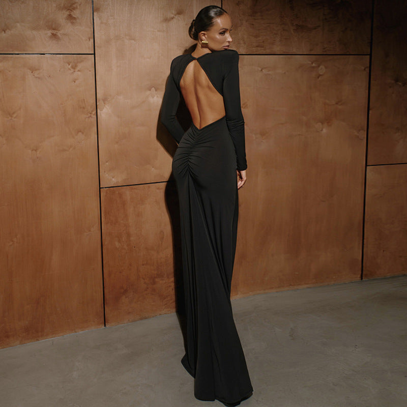 Women Clothing Autumn Sexy Backless Elegant Slim Fit Long Sleeve Sheath Dress Women by Ragazza