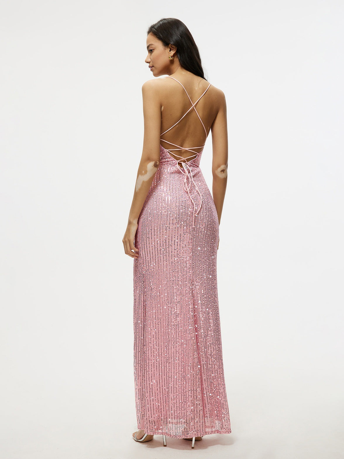 Spring Summer Dress Sleeveless Cami Dress Slim Fit Sheath Sequined Dress by Ragazza