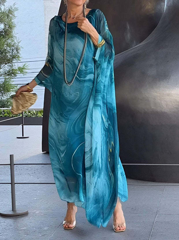 Summer New America Elegant Office Chiffon Printed Dress Marble Texture by Ragazza