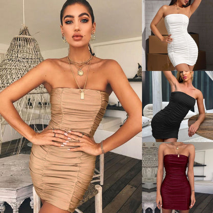 Spring Summer Women Clothing Sexy Tube Top Nightclub Ruffle Hip Dress by Ragazza