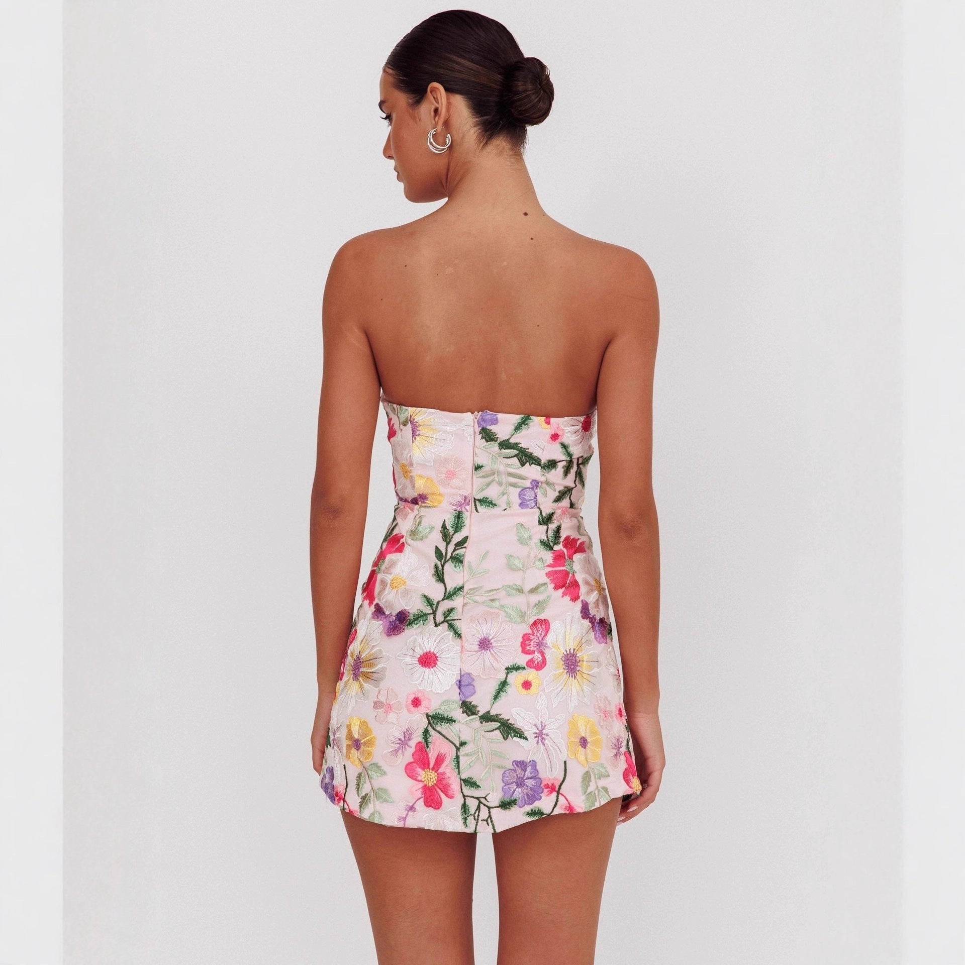 Women Slim Fit Bandeau Sling Short Niche Floral Dress by Ragazza