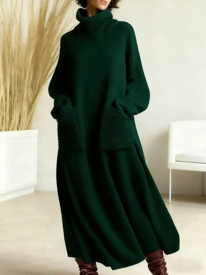 High Neck Woolen Dress Loose Woolen Coat by Ragazza