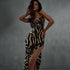 Women Clothing Summer Printed Sexy Backless Slit Strap Dress by Ragazza