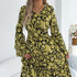 Women Clothing Spring Summer Retro Trumpet Sleeve Wooden Ear Waist A Line Dress by Ragazza