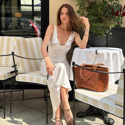 Women Clothing Summer French Entry Lux High Sense Graceful Fashionable Sleeveless Slim Dress by Ragazza