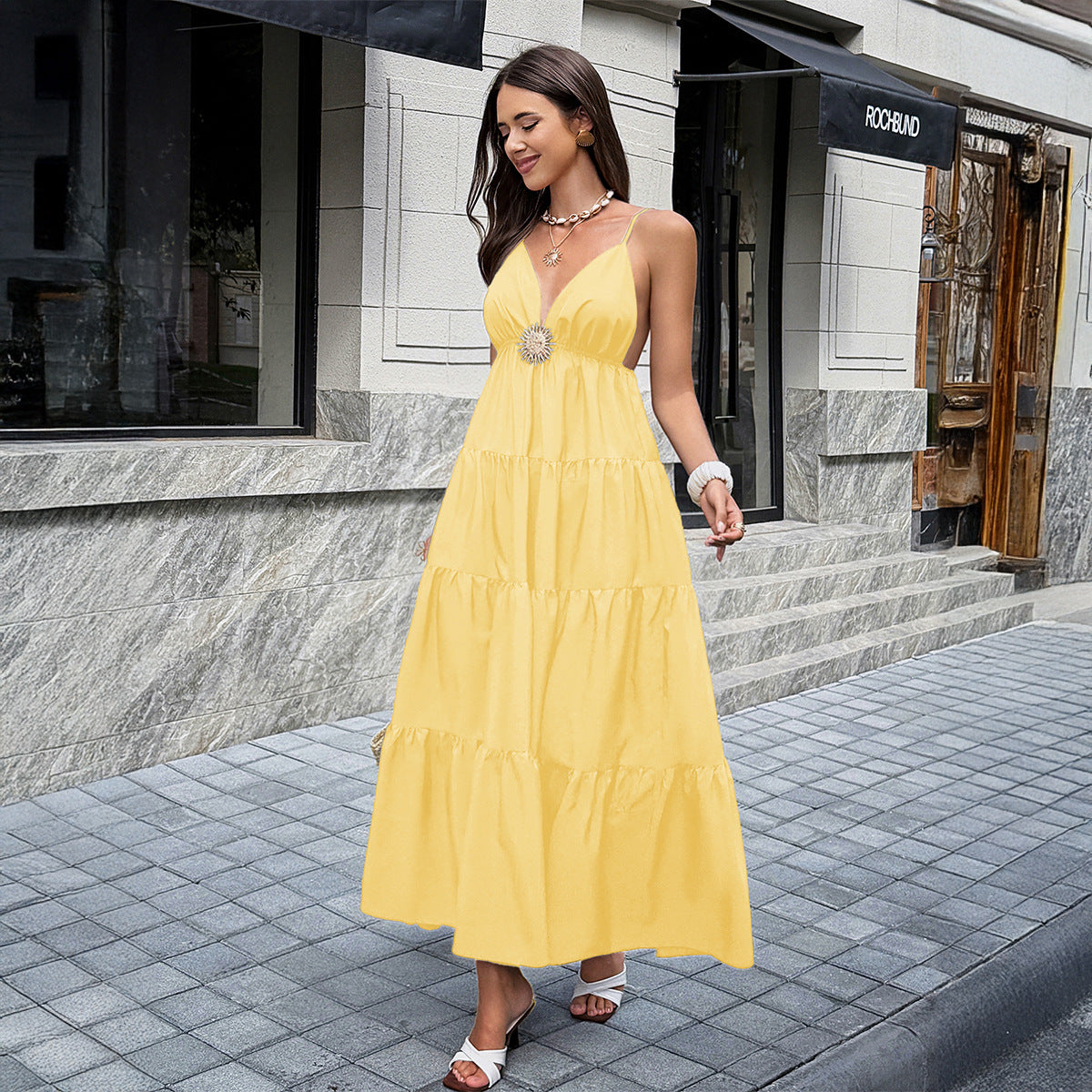 Women Clothing Summer Elegant Easy Matching Sling Long Dress by Ragazza