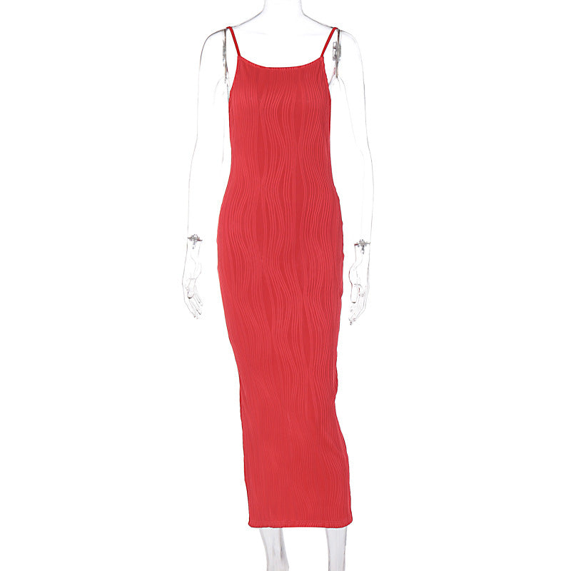 Summer Three Dimensional Line Sexy Sling Slim Fit Dress Women Clothing by Ragazza