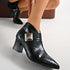 Mid Heel Buckle Pointed Toe Boots Women Fashionable Chunky Heel Short Martin Boots  DestGlow