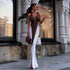 Autumn Winter Women Sexy Backless Halter V neck Colorblock Contrast Color Sheath Dress by Ragazza