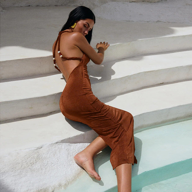Sexy Dress Women Summer Sexy Cami Dress Backless Vacation Sheath Dress by Ragazza