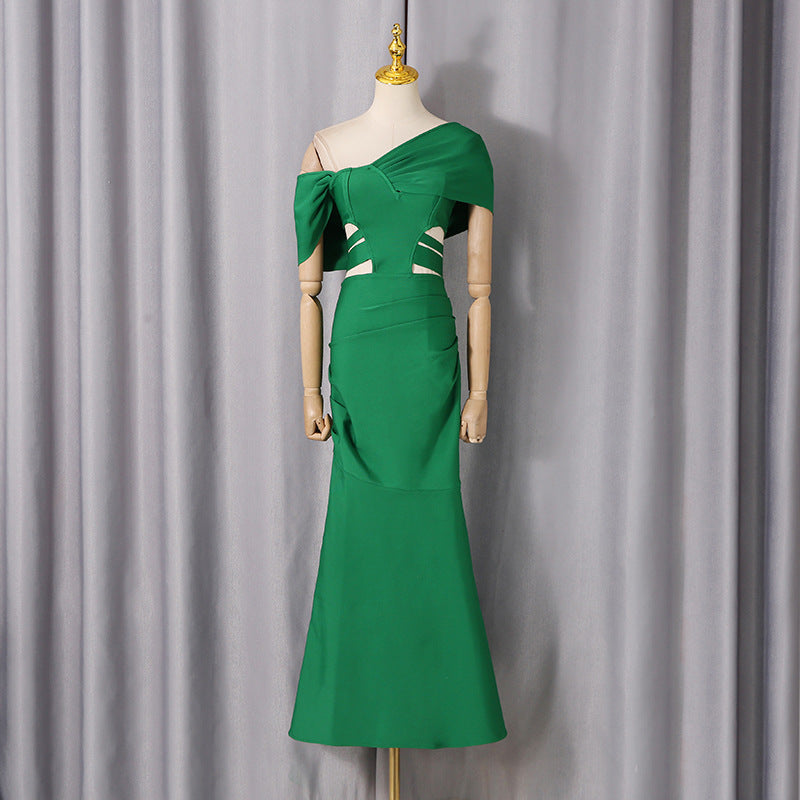 Spring Maxi Dress Solid Color Women Clothing Sexy off the Shoulder Slim Fit Slimming Tight Sheath Dress Women by Ragazza