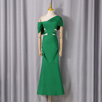 Spring Maxi Dress Solid Color Women Clothing Sexy off the Shoulder Slim Fit Slimming Tight Sheath Dress Women by Ragazza