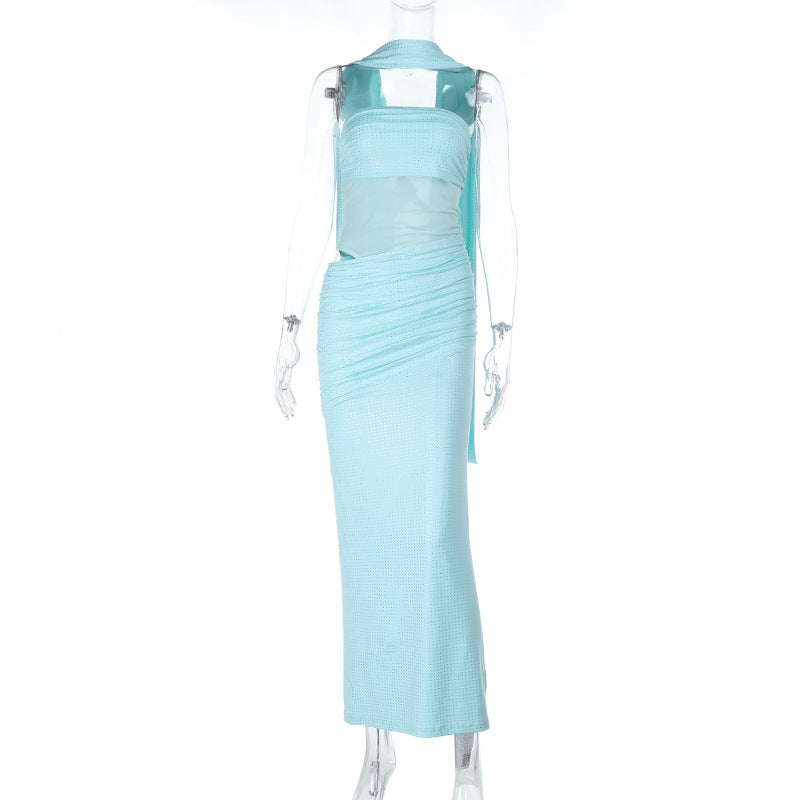 Autumn Retro Minority Shiny Tube Top Slimming Slim Fit Dress by Ragazza