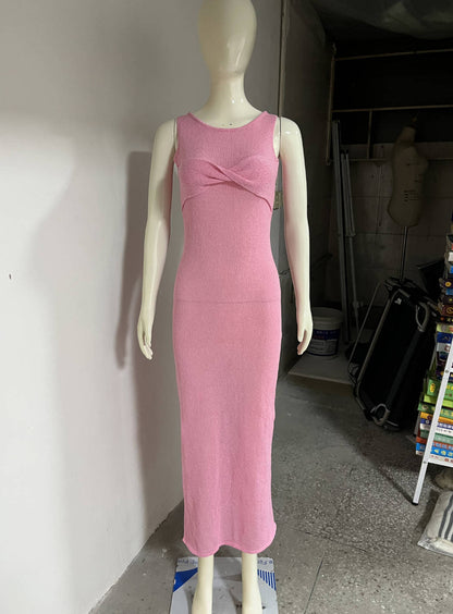 Sleeveless Tight Dress Women round Neck Knitted Solid Color Beach Summer Dress Women Clothing by Ragazza