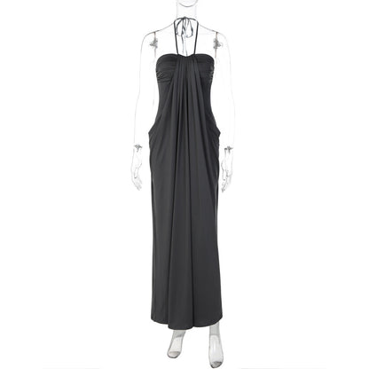 Sexy Tube Top Dress Women Summer Vacation Solid Color Tied Maxi Dress  DestGlow