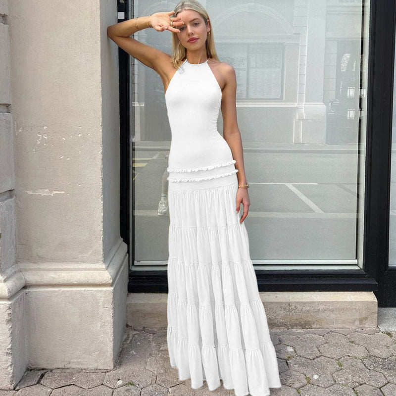 Women Clothing Summer Sexy Backless Halter Pleated Dress Women by Ragazza