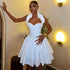 Solid Color Slim Women Clothing Sexy Backless Pleated A line Simple Halter Short Sleeveless Dress by Ragazza