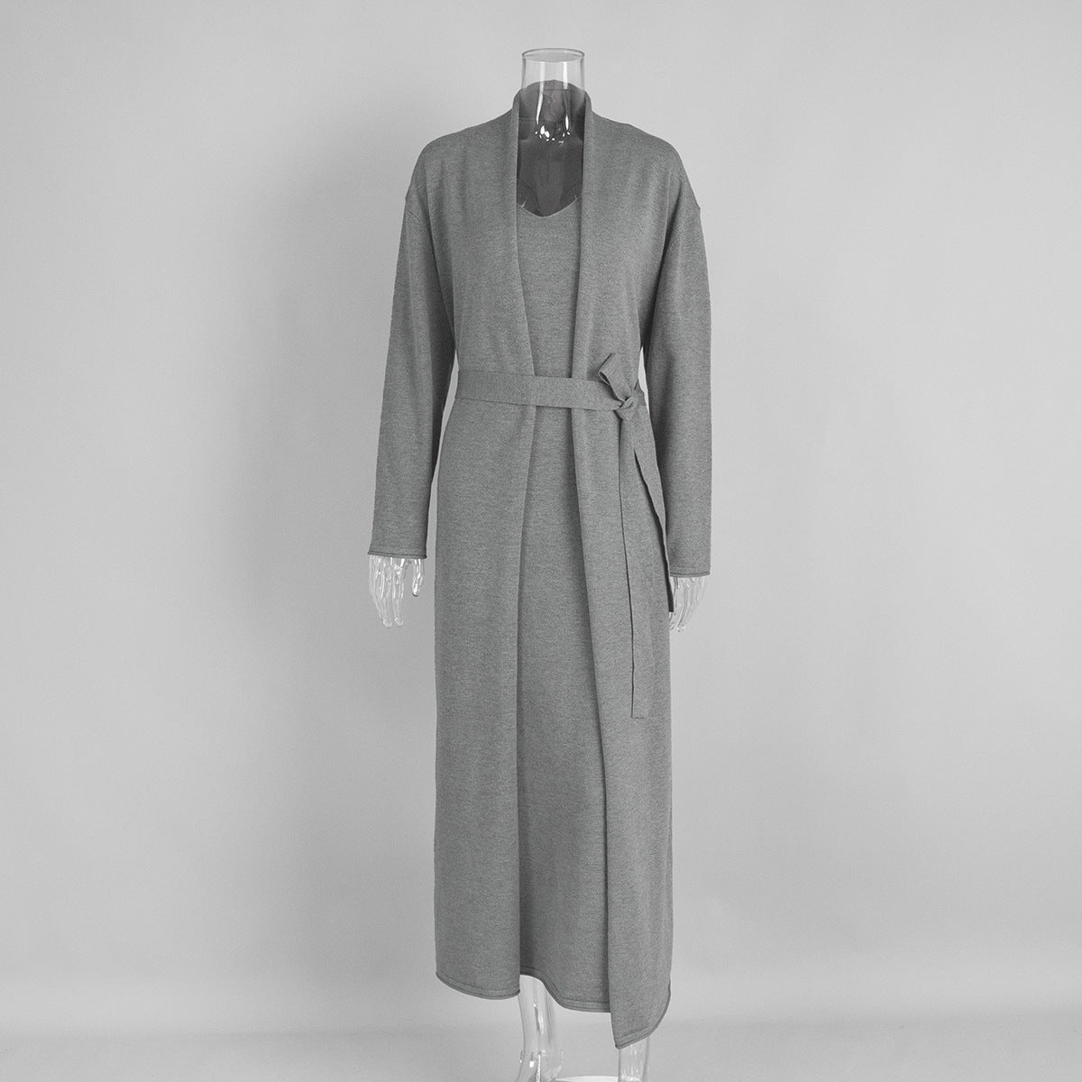 Women Knitted Long Sleeve Cardigan Sling Dress Set Autumn Soft Blouse by Ragazza