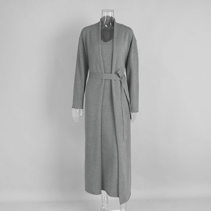 Women Knitted Long Sleeve Cardigan Sling Dress Set Autumn Soft Blouse by Ragazza