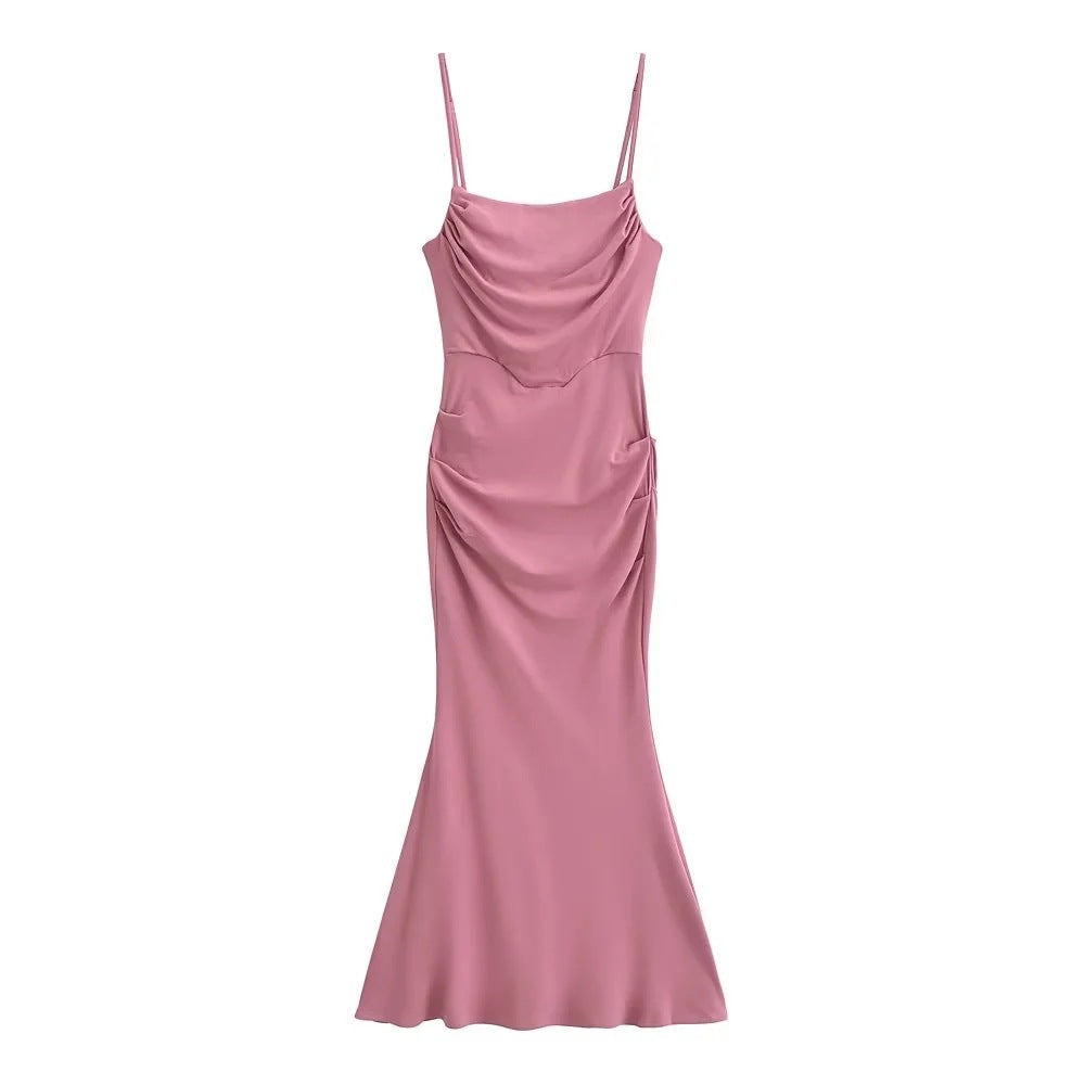Sexy Sexy Pleated Boning Corset Strap Dress Summer Waisted Slim Fit Package Hip Dress by Ragazza