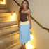 Summer Women Clothing Slim Fit Trend Sexy Color Block Strap Low Collar Dress for Women  DestGlow
